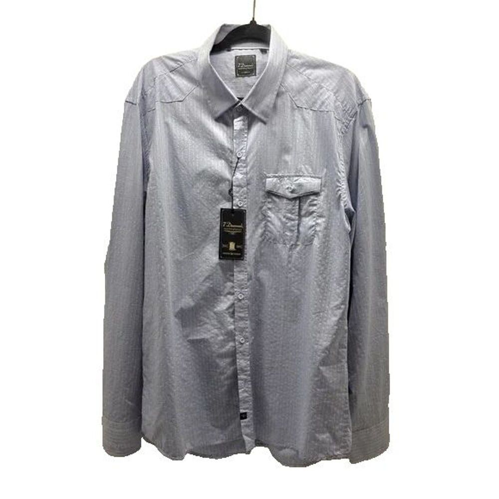 7 Diamonds Men’s XL Striped Blue Dress Shirt NWT